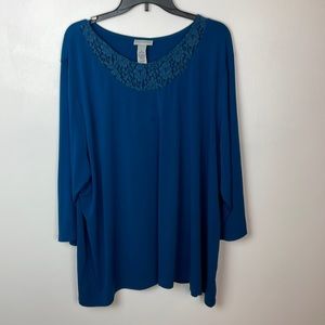 Women’s Catherines Blouse Size 3X 26/28W Color Dark Green